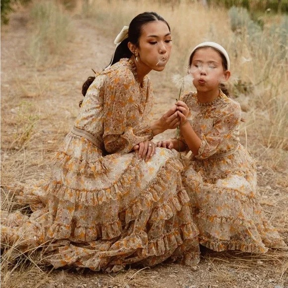 Ivy City Co Yellow and Cream Sleeveless High Neck Gown - Picture 4 of 4